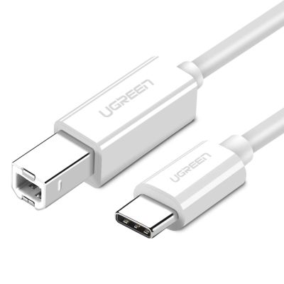 Ugreen US241 USB-C / USB-B 2.0 Kabel für Scanner Drucker 1,5 m – Weiß