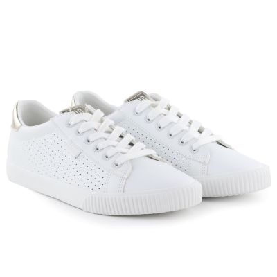 3. Damen-Sneaker, niedrig geschnitten, durchbrochenes Design, Kunstleder, weiß, Big Star TT274020