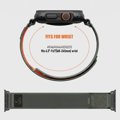 4. Tech-Protect Nylon Elite Armband für Apple Watch 44 / 45 / 46 / 49 mm – grün-orange