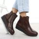 12. Braune Keilstiefeletten aus Leder für Damen, Rieker X9165-27