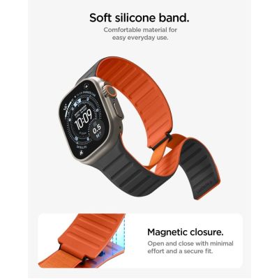 7. Spigen Athlex Air M Armband für Apple Watch 44/45/46/49 mm – Schwarz und Orange