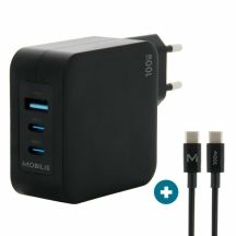 Mobilis Ladegerät 100W 2USB C 1USB A GaN-Kabel 100W Laptop, Smartphone, Tablet Schwarz Wechselstrom intern