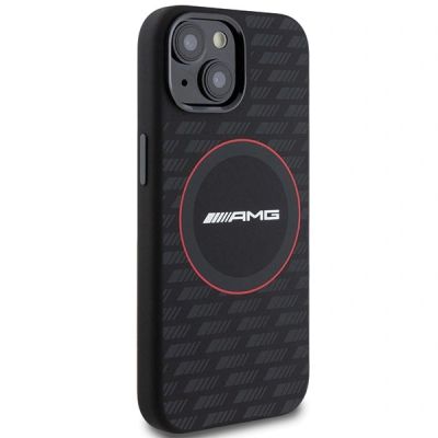4. Mercedes AMG Silikonhülle mit Carbon-Muster und MagSafe-Funktion für iPhone 13 / 14 / 15 – Schwarz