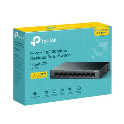 4. TP-Link LiteWave LS109P Netzwerkkarte, unmanaged Fast Ethernet (10/100) mit PoE-Unterstützung, Schwarz