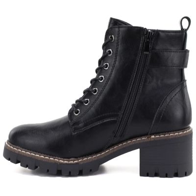 3. Damen-Lederstiefeletten mit Blockabsatz, schwarz, M.Daszyński OL77-3