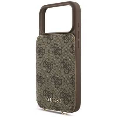 6. Guess 4G Cardslots & Magnetic Closure Crossbody Hülle für iPhone 18 Pro / 17 Pro – braun