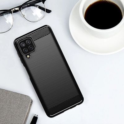 12. Carbon Case Flexibel Handyhülle TPU Schutzhülle für Samsung Galaxy A22 4G schwarz