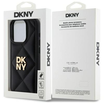 7. DKNY Quilted Stack Logo iPhone 15 Pro Hülle - Schwarz
