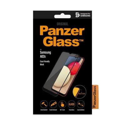 3. PanzerGlass E2E Super+ antibakterielles Panzerglas für Samsung Galaxy A02s – mit schwarzem Rahmen