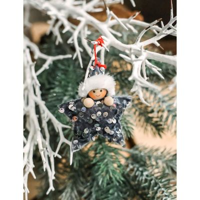 6. Set mit 3 Anhängern, Sternpuppen, silberne Pailletten