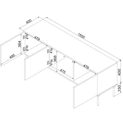 4. 3D TRESSE TV-Schrank 150x40x55 Kaschmir matt