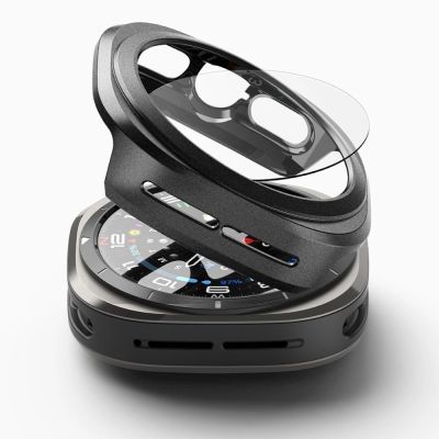 2. Ringke Slim & Tempered Glass Case + Glas-Set für Samsung Galaxy Watch Ultra 47 mm – Schwarz