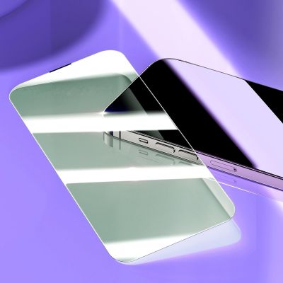 11. Baseus Vollbild-Hartglas für iPhone 14 Pro mit Anti-Blaulichtfilter und 0,3-mm-Lautsprecherabdeckung + Montagerahmen