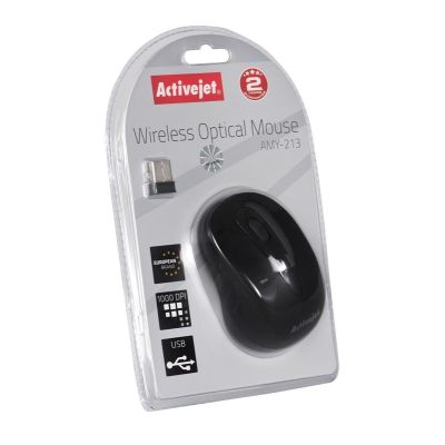 5. Activejet AMY-213 Kabellose USB-Maus (optisch; 1600 DPI; schwarz)