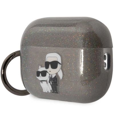 3. Karl Lagerfeld KLAP2HNKCTGK Airpods Pro 2 Hülle schwarz/schwarz Gliter Karl&Choupette