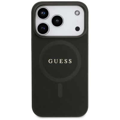 3. Guess Saffiano Classic Logo MagSafe Case für iPhone 17 Pro - Schwarz