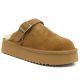 Damen-Flip-Flops aus Leder mit Plateausohle in Kamelbraun, Big Star UU274696