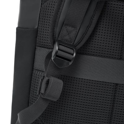 18. Rivacase Eden City Rucksack, Schwarz, Polyester, gewachstes Leder (Pull-Up)