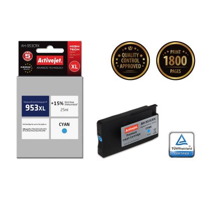 2. Activejet AH-953CRX Tinte (ersetzt HP 953XL F6U16AE; Premium; 25 ml; blau)