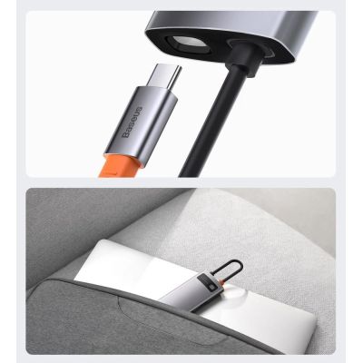 18. HUB Baseus Metal Gleam 6in1 USB-C - USB-C PD 100W 1x HDMI 4K 30Hz 3x USB-A 3.2 1x RJ45 - grau