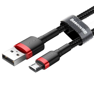 3. Baseus Cafule Cable strapazierfähiges Nylonkabel USB / Micro USB 2A 3M schwarz-rot (CAMKLF-H91)