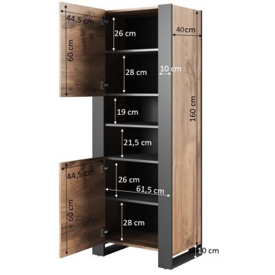 4. Regal WOOD 65x40x170 Wotan-Eiche + Anthrazit