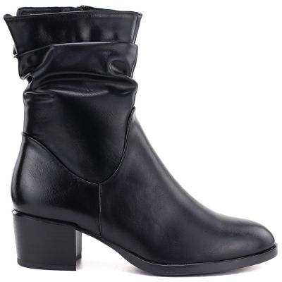 2. Schwarze Damen-Ankle-Boots mit hohem Absatz und gerafftem Schaft, Vinceza 58682