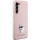 4. Karl Lagerfeld Choupette Metal Pin-Hülle aus Silikon für Samsung Galaxy S23+ – Rosa
