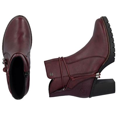 5. Damen-Ankle-Boots aus Leder mit hohem Absatz, bordeauxrot, Rieker Y2567-35