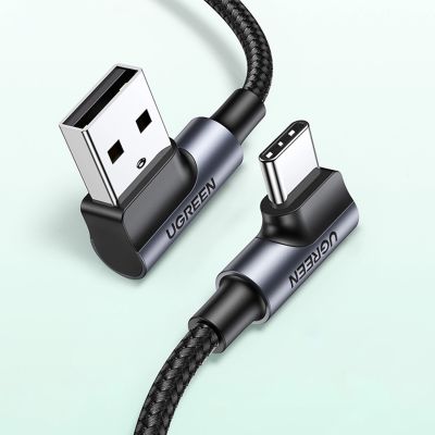 12. Ugreen 90° abgewinkeltes Kabel USB C - USB 2.0 480Mbps 3A 3m schwarz (US176)