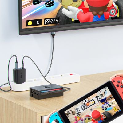 7. Acefast 2in1 Ladegerät GaN 65W USB Typ C / USB, Adapter Adapter HDMI 4K @ 60Hz (Set mit Kabel) weiß (A17 weiß)