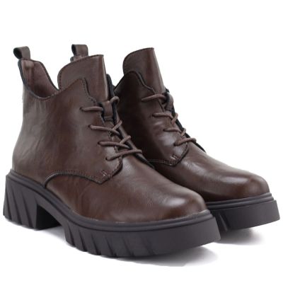 8. Braune Damen-Ankle-Boots aus Leder mit Plateau, Modell M.Daszyński SFY2502-11ac