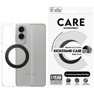 CARE by PanzerGlass Feature Black Kickstand & QI Case für Samsung Galaxy S25 Edge - Transparent