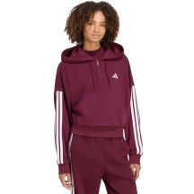 adidas Essentials Damen-Sweatshirt mit 3 Streifen, French Terry, Viertelreißverschluss, Burgunderrot KF8316