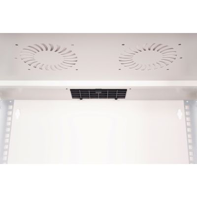 29. 19-Zoll-12-HE-Wandnetzwerkschrank, SOHO PRO 595 x 540 x 400 mm, Glastür, grau, unmontiert, 60 kg