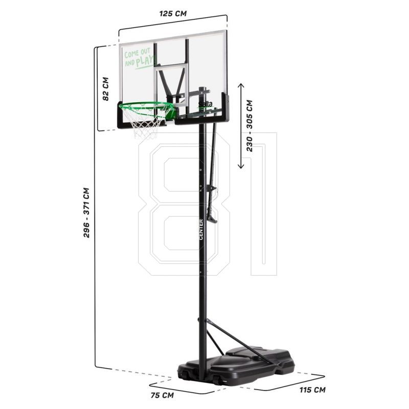 2. Salta Center Stand-Basketballkorb 125 cm x 371 cm