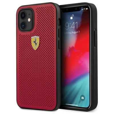 Ferrari FESPEHCP12SRE iPhone 12 mini 5.4" rot/rot Hardcase On Track Perforated