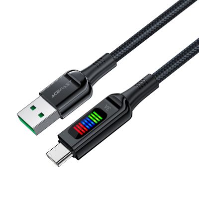 2. Acefast C7-04 USB-A USB-C 60 W 1,2 m Kabel mit Display – Schwarz
