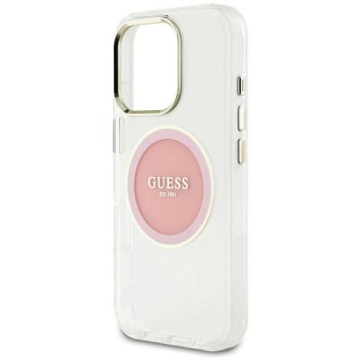 6. Guess IML Metal Colored Circle Classic Logo MagSafe Hülle für iPhone 16 Pro Max - Pink