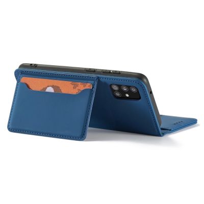 9. Magnet Kartenetui für Samsung Galaxy A12 5G Tasche Brieftasche Kartenhalter Blau