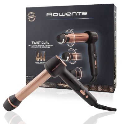 3. Rowenta CF4620E0 | Lockenstab mit Drehfunktion | Keramikheizsystem | Ionen-Technologie | Durchmesser: 27, 32, 38 mm | Temperatur (min.): 150 °C | Temperatur (max.): 210 °C | 4 Heizstufen | LCD-Display | 86 W | Schwarz/Kupfer