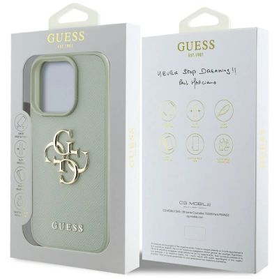 8. Guess Grained Big 4G Logo Small Classic Logo Hülle für iPhone 16 Pro Max - Grün