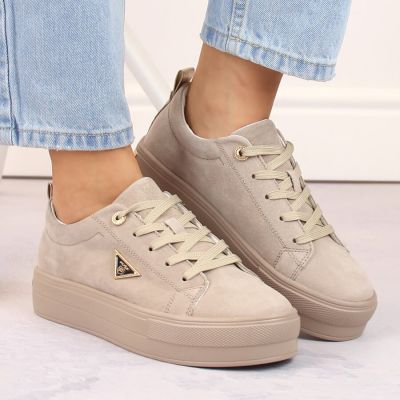 4. Filippo W PAW315C beige Plateauschuhe aus Wildleder