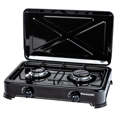 3. 2-flammiger tragbarer Gaskocher Ravanson K-02TB (schwarz)