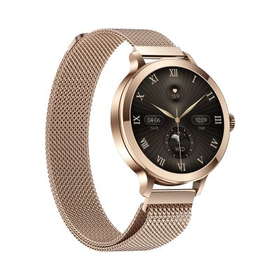 5. VELTORI VT340-1 Damen-Smartwatch, Goldarmband + rosa Silikonarmband