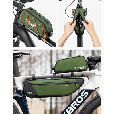 10. Rockbros 30120045001 ROAD TO SKY Fahrradtasche für das Oberrohr, wasserdicht, 0,7 l – grün