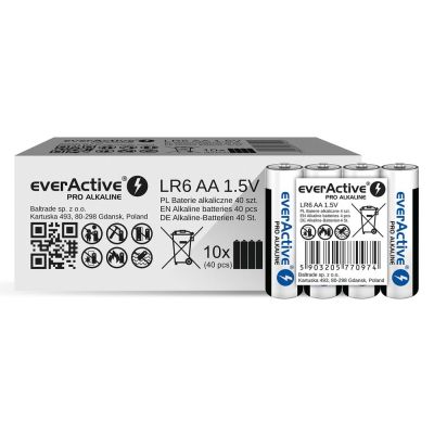 3. EVERACTIVE PRO ALKALINE-BATTERIEN AA, LR6, 4 STÜCK, SCHRUMPFVERPACKT, 1250 mAh, HOHE LEISTUNG, LR6PRO4T