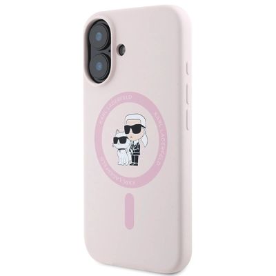 2. Karl Lagerfeld Silikon Karl&Choupette Heads Ring MagSafe Case für iPhone 16 Plus - Pink