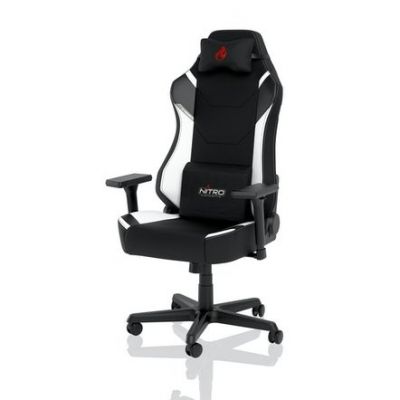 3. Nitro Concepts X1000 Gaming-Stuhl, gepolsterter Sitz, Schwarz, Weiß