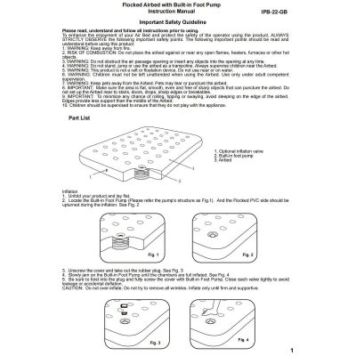 5. Beflockte Matratze für 1 Person mit integrierter Fußpumpe 191x73x22cm 24130